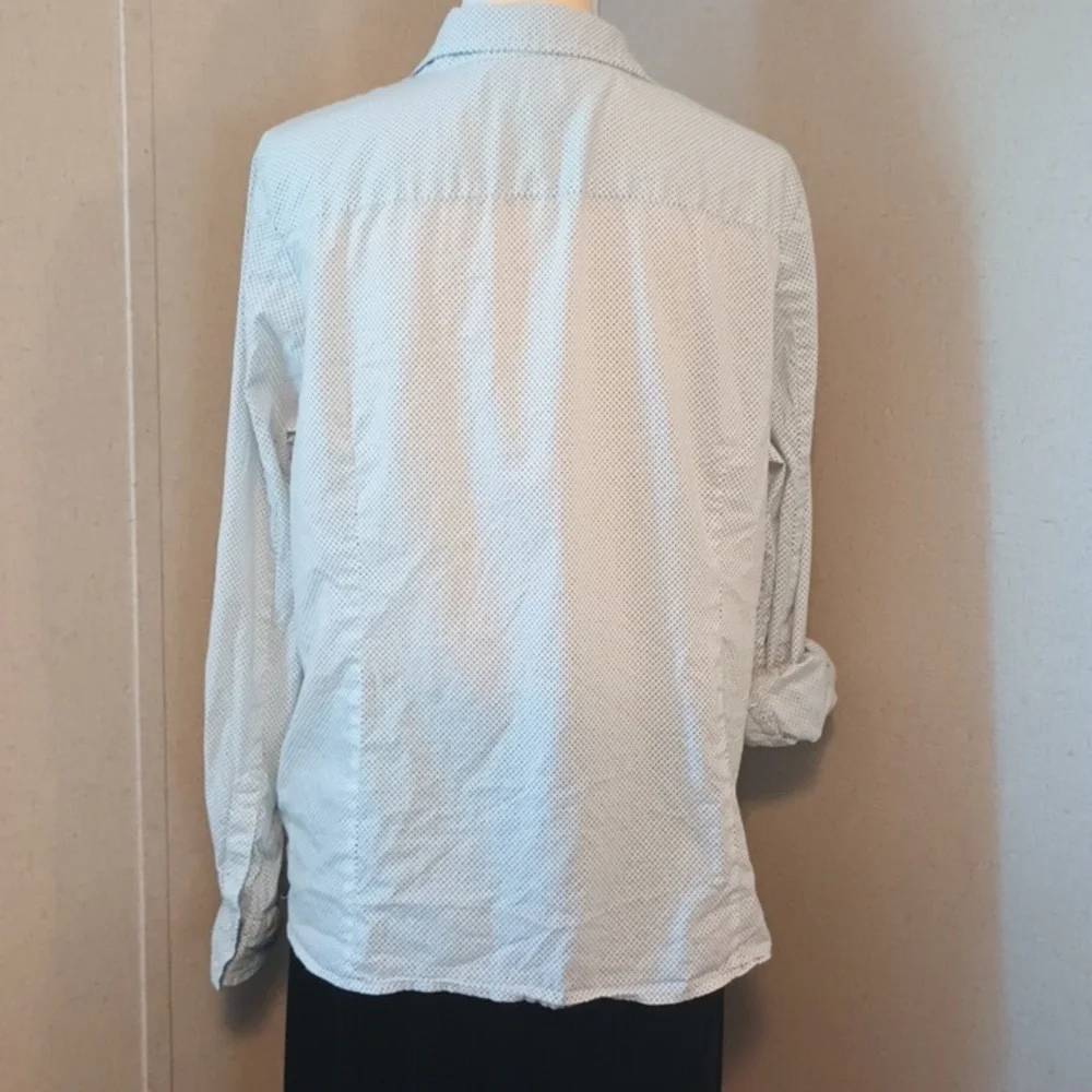 5/$20 Tommy Hilfiger XL white button down collared shirt with black polka dots. - Picture 5 of 6